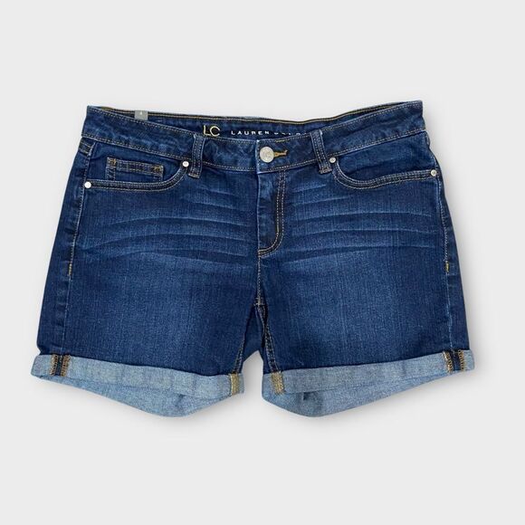 LC Lauren Conrad Stretch Denim Cuffed Shorts Size 4 - Picture 1 of 7